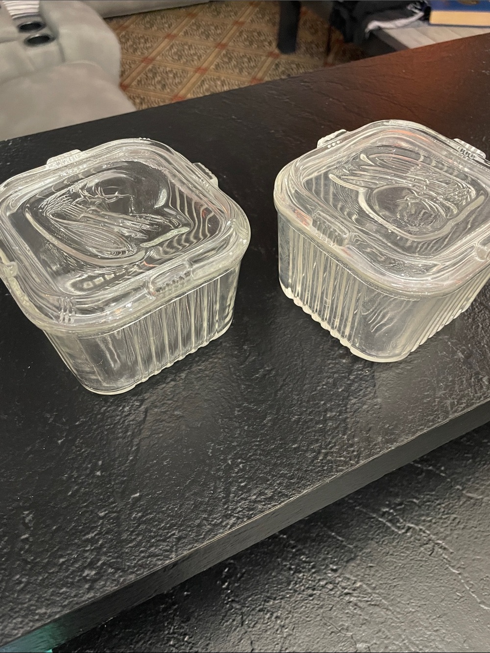 Federal Glass Clear Glass Square Storage Jars with Lids - Set of 2